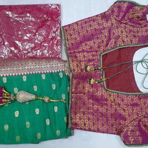 Green Half saree Lehenga choli